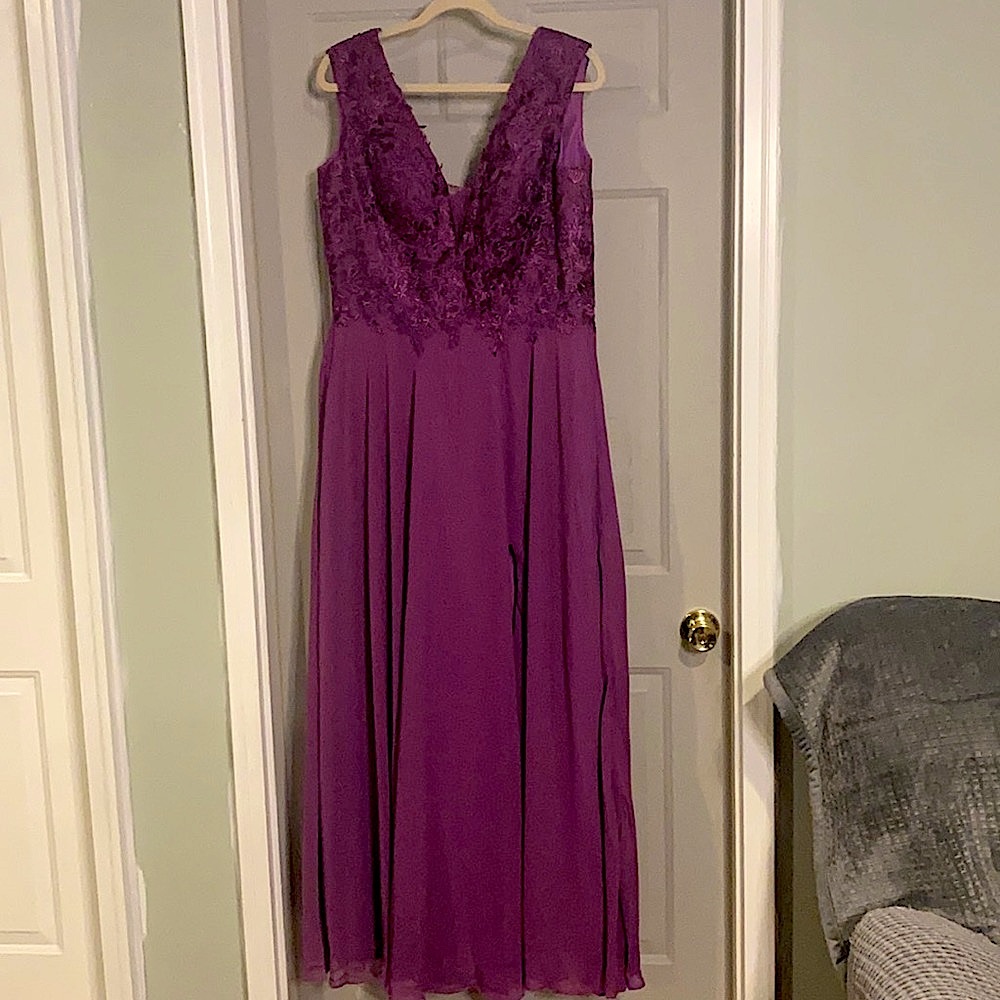Purple lace dress with corset back